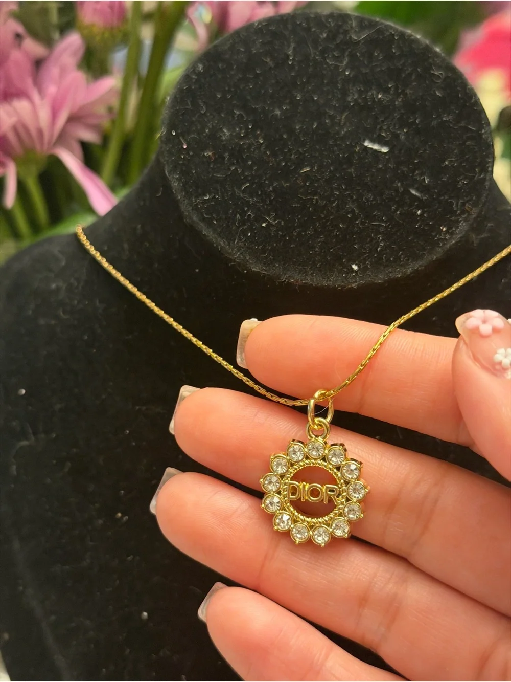 Dior gold and pearl charm necklace